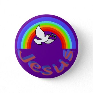 Jesus Dove Rainbow button