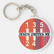 Jesus Drives Me Christian keychain