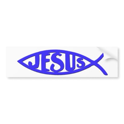 Jesus Fish (Bumper Sticker Blue) by christiansoldier777
