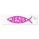 Jesus Fish (Bumper Sticker Pink) bumper stickers