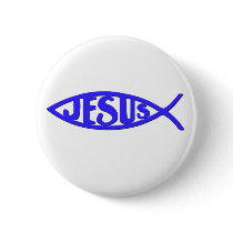 Jesus Fish (Button Blue)
