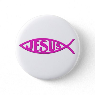 Jesus Fish (Button Pink)