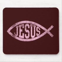 Jesus Fish Ichthys Christian Catholic Mousepas Mousepads