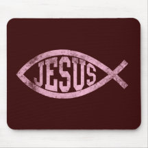 Jesus Fish Ichthys Christian Catholic Mousepas Mousepads