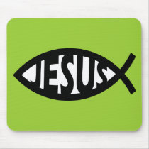 Jesus Fish Mouse Mat