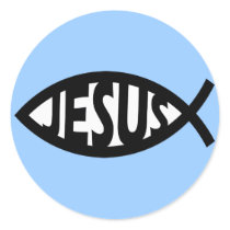 Jesus Fish Round Stickers