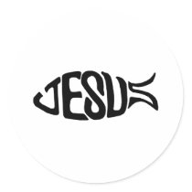 Jesus Fish Round Stickers