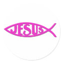 Jesus Fish (Stickers Pink) by christiansoldier777 Jesus Fish (Stickers Pink)