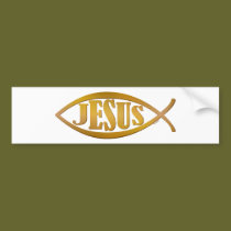 Jesus & Fish Symbol bumper stickers