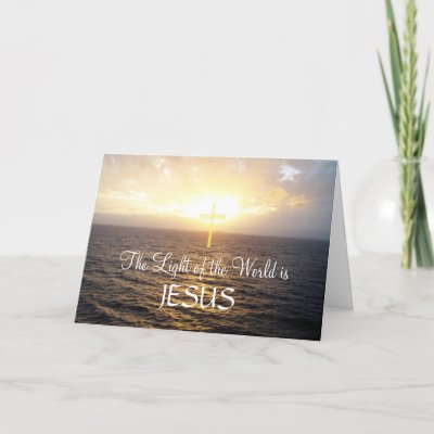 Jesus- Holy Cross-Ocean Sunset Greeting Card