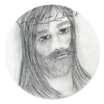 jesus in agony round stickers