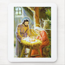 Jesus In The Manger Christmas Nativity Mousepads