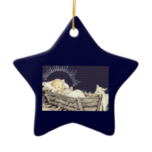 Jesus in the Manger Star Ornament ornament