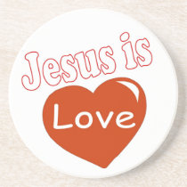 Jesus is love heart design coasters