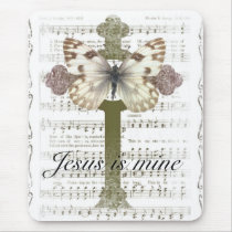 Jesus is Mine Butterfly Mouse Pad