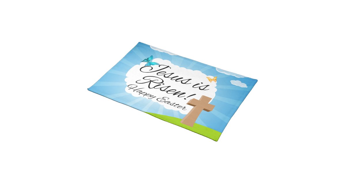 Jesus is Risen, Christian Easter Placemat Zazzle