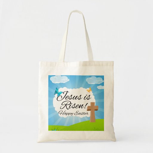Jesus is Risen, Christian Easter Tote Bags Zazzle
