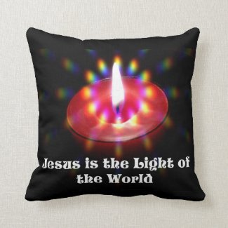 Jesus Is The Light Of The World Red Candle Pillow