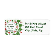 Jesus is the reason for the season Holly Design Return Address Labels
