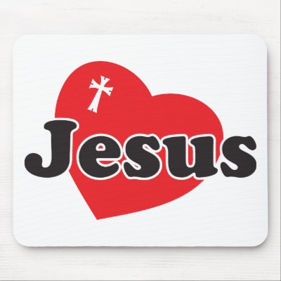 Jesus Love Mouse Pad by sniperholix Design features Jesus in between a