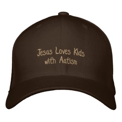 Jesus Loves Kids with Autism Embroidered Baseball Caps by dlketelsen