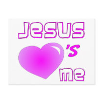 Jesus Loves Me Pink Heart Design Postcards