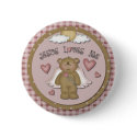 Jesus Loves Me Teddy Bear Angel Round Button