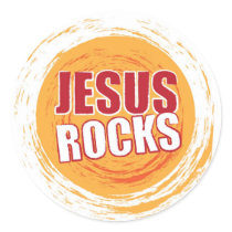 Jesus Rocks 2 Orange Round Stickers