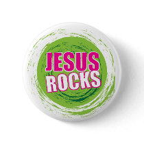 Jesus Rocks 3 Green Pinback Buttons