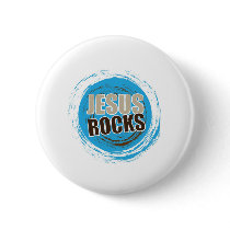 Jesus Rocks 4 Blue & choc Pinback Button