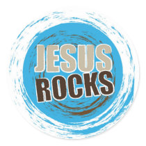 Jesus Rocks 4 Blue & choc Round Stickers