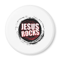 Jesus Rocks 5 Black Fridge Magnet