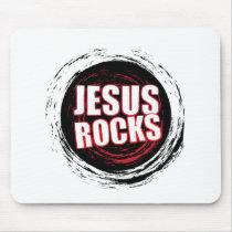 Jesus Rocks 5 Black Mouse Pad