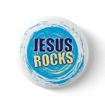 Jesus Rocks 7 Blue & Yellow buttons by earthshaker Jesus Rocks 7 Blue & Yellow buttons