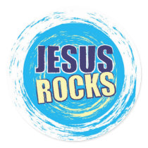 Jesus Rocks 7 Blue & Yellow Sticker