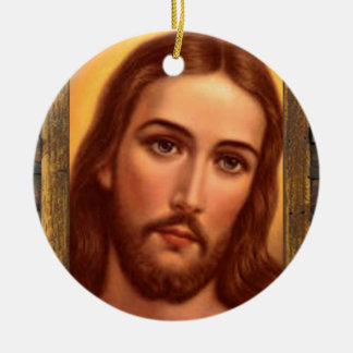 JESUS SACRED HEART WOOD FRAME 08 CUSTOMIZABLE PRO Double-Sided CERAMIC ROUND CHRISTMAS ORNAMENT - jesus_sacred_heart_wood_frame_08_customizable_pro_ornament-rf146baa8ec42418e92bfbacc24032b82_x7s2y_8byvr_324