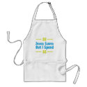 Jesus Saves But I Spend aprons
