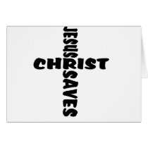 Jesus Saves Cross - black Card