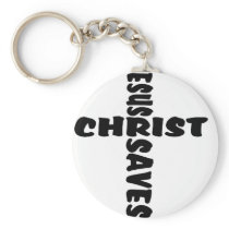 Jesus Saves Cross - black Key Chain