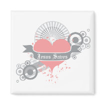 Jesus Saves (grey)Magnet by pandapad Jesus Saves (grey)Magnet