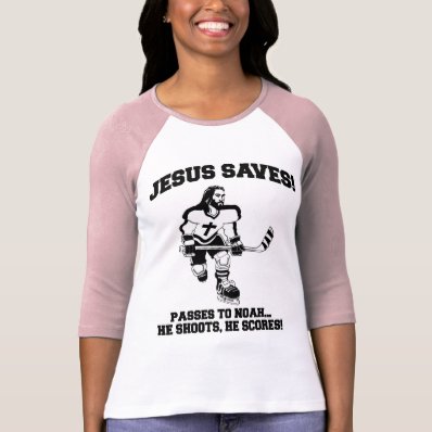 Jesus Saves Hockey funny tshirt