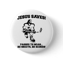 Jesus Saves Hockey funny tshirt buttons by strk3 Jesus Saves Hockey funny tshirt buttons