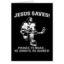 Jesus Saves Hockey funny tshirt cards by strk3 Jesus Saves Hockey funny tshirt cards