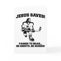 Jesus Saves Hockey funny tshirt cards by strk3 Jesus Saves Hockey funny tshirt cards