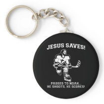 Jesus Saves Hockey funny tshirt Keychains