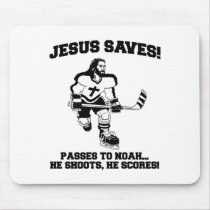 Jesus Saves Hockey funny tshirt mousepads by strk3 Jesus Saves Hockey funny tshirt mousepads