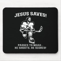 Jesus Saves Hockey funny tshirt Mousepads