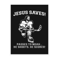 Jesus Saves Hockey funny tshirt postcards by strk3 Jesus Saves Hockey funny tshirt postcards