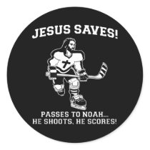 Jesus Saves Hockey funny tshirt stickers by strk3 Jesus Saves Hockey funny tshirt stickers