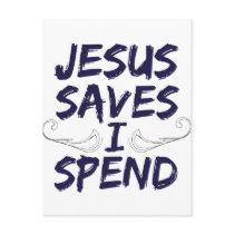 Jesus Saves I Spend Postcards